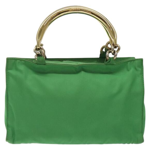 PRADA Hand Bag Nylon Green Gold - Picture 3 of 12